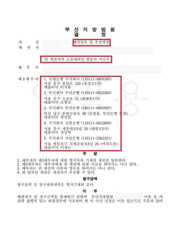부산지방법원 결정문
