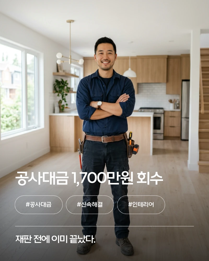 인테리어 공사대금 1,700만원 첫 재판 전 회수