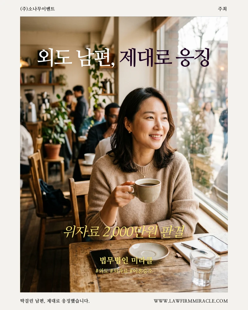 외도 딱 걸린 남편 위자료 2,000만원 판결
