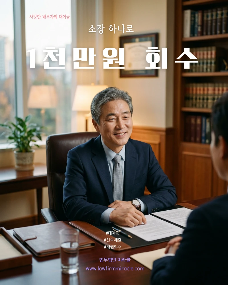 사망한 배우자의 대여금 1,000만원 소장만으로 전액 회수