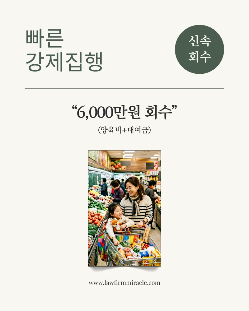 과거 양육비 및 대여금 6,000만원 빠르게 회수