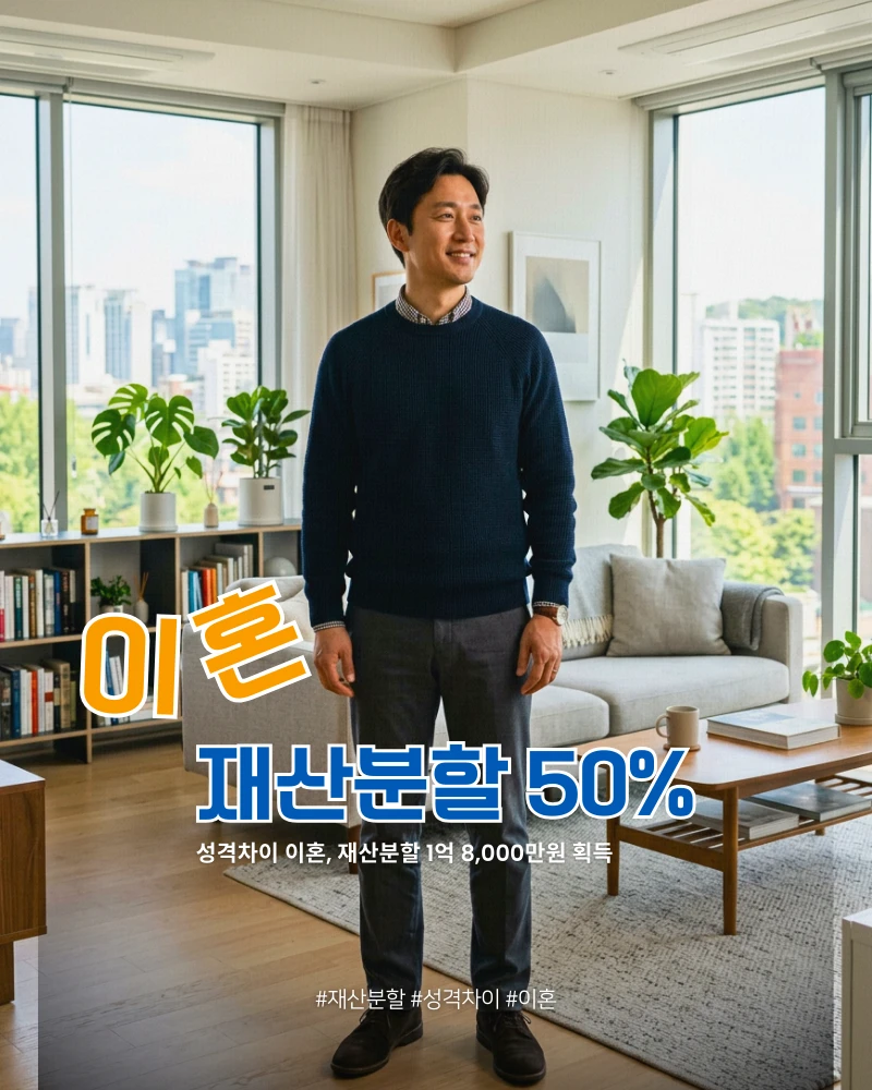 성격차이 이혼 재산분할 50% 1억8,000만원 획득